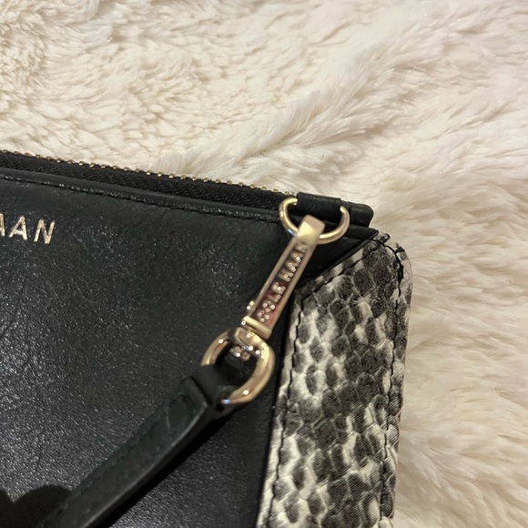 Cole Haan Black Leather and Snakeskin- like Clutch 71/2x5 - Picture 7 of 10